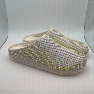 CUSHIONAIRE Women's Shimmer Rhinestone Bling Footbed Clog SIZE 9 DEFECT
